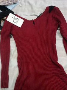 Red &amp; Black Lace Top Or Middi