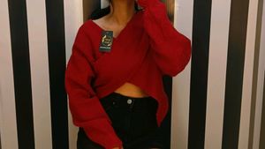 Red Wool Crop Sweater