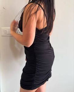 Black Bodycon Draped Dress