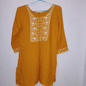 Women Short Yellow Kurti