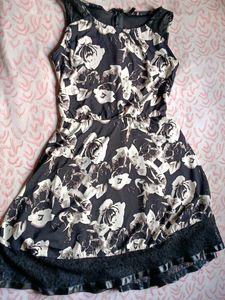 Beautiful B/W Floral Dress, Size - Medium