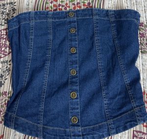 Denim Button Tube Top