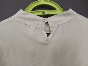 Beige Plain Women&#39;s Top