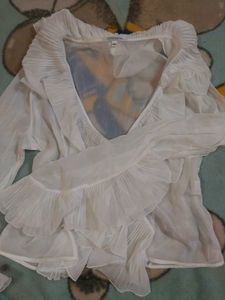 Ruffled White Blouse