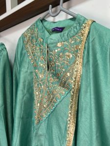 Elegant Teal Kurta Palazzo Dupatta Set