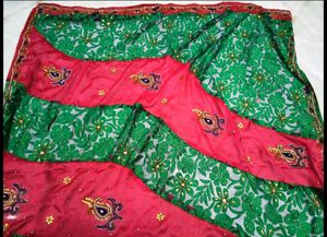 Embroidered Green Saree