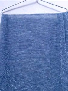 Blue Sheer Fabric with Metallic Thread