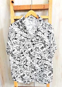 White Printed Cotton Shirt Size-40-42