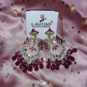 Kundan Earrings Wine Colour