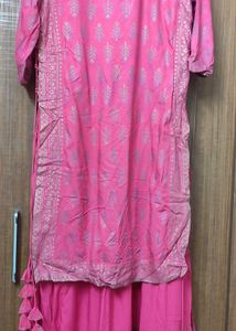 Pink Printed Double Layered Kurti