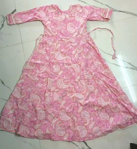 Pink Printed anarkali kurta