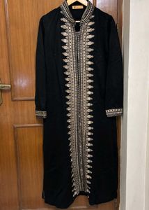 Warm Winter Black Embroidered Kurta