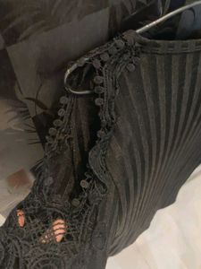 Cute Black Cold Shoulder Top