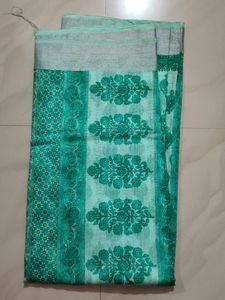Green Floral Print Saree
