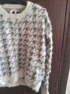 Fluffy Houndstooth Sweater
