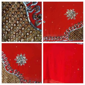Rust Embellished Saree
