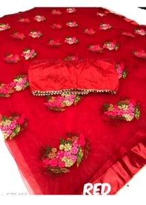 Stylish Designer Red Saree