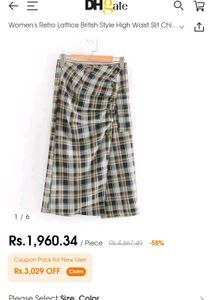 Plaid Midi Skirt with Button Detail