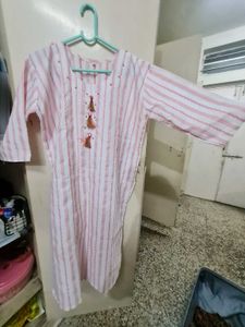 Striped Pink Kurta with Tassels