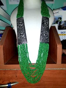 Green and Grey Beaded Necklace