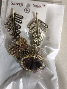 Leave Pattern Jhumkhas Earing