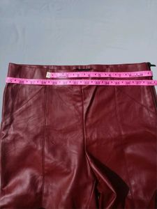 Burgundy Faux Leather Skinny Leggings Size 28-30