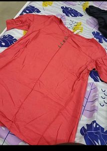 Coral Button-Down Casual Top