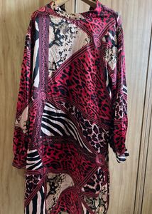 Red Animal Print Dress- Size XL