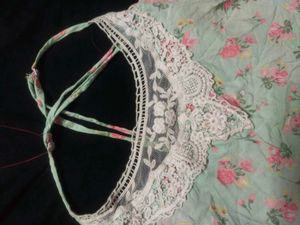 Floral Lace Trim Halter Top