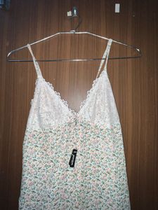 Floral Lace Trim Slip Dress