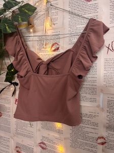 Cute Blushing Peach Ruffle Top