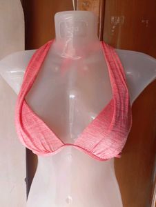 Peach Halter Bikini Top