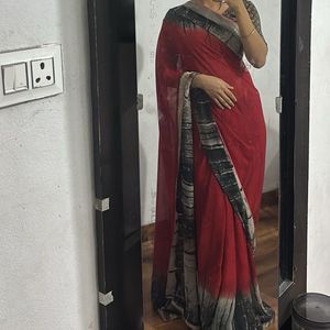 Red & Black Saree