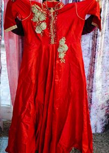 Red Embellished Ethnic Gown