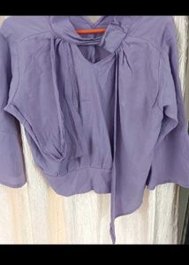 Purple Tie-Neck Top