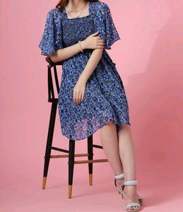 Floral Blue Midi Dress