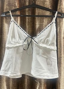 White Cami Top with Ribbon Detail