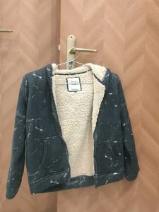 Marble Print Sherpa Lined Hoodie