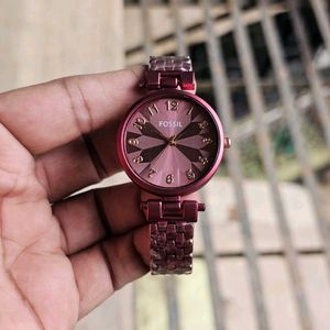 FOSSIL RED METAL CHAIN WITH DIAL LADIES WATCH