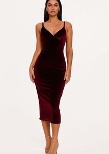 Burgundy Velvet Midi Dress