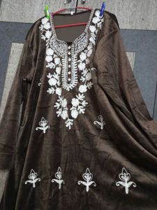 Beautiful Embroidered Velvet Kurta Set