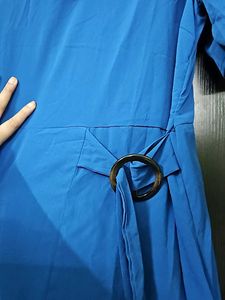 Blue Sheath Dress with Buckle