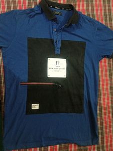 BLUE synthetic T Shirt Extreme Streachable