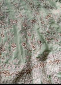 Pista Green Frock With Ghrara