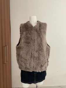 Fuzzy Brown Sleeveless Vest