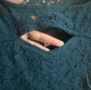 Teal Blue Lace Fit and Flare Dress