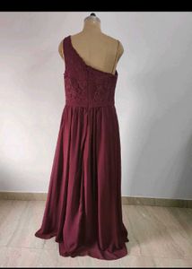 Burgundy One-Shoulder Gown
