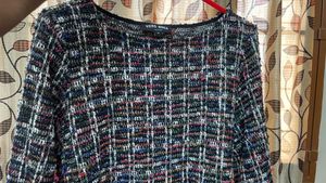 Multi Colour Textured Tweed Top