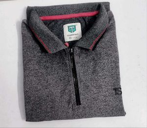 Teamspirit Men Polo Neck Zipper T shirt