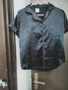 Satin feel button up shirt